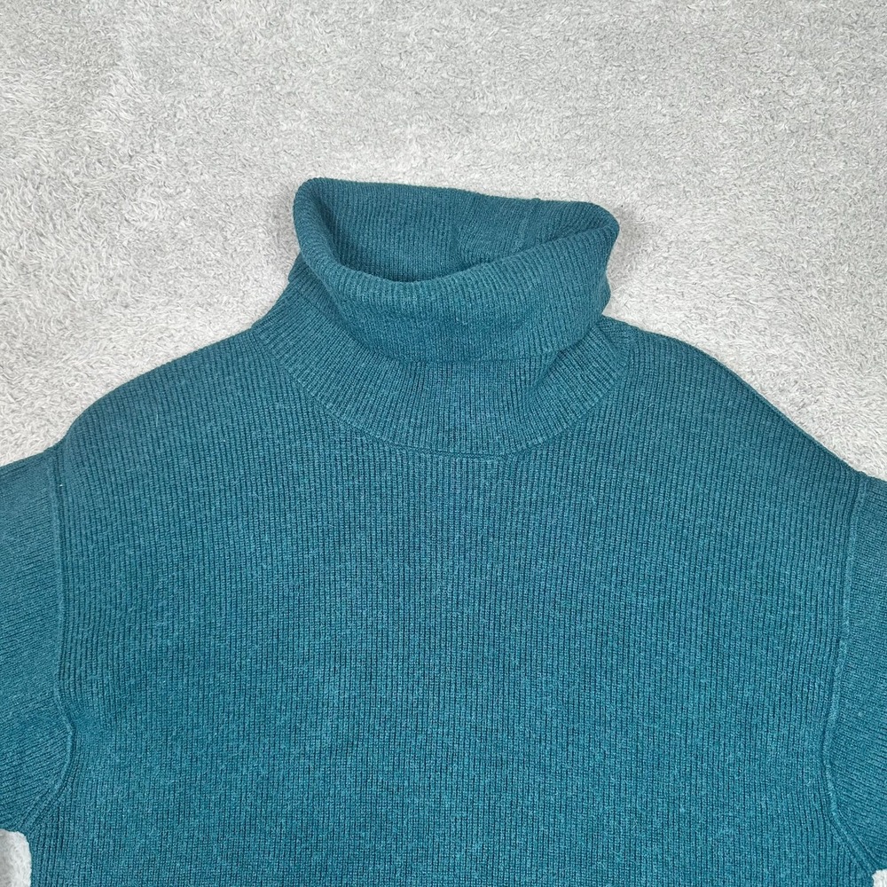 Free People Oversized Ribbed Sweater Women Small Teal Turtleneck Long Sleeve - Picture 3 of 10